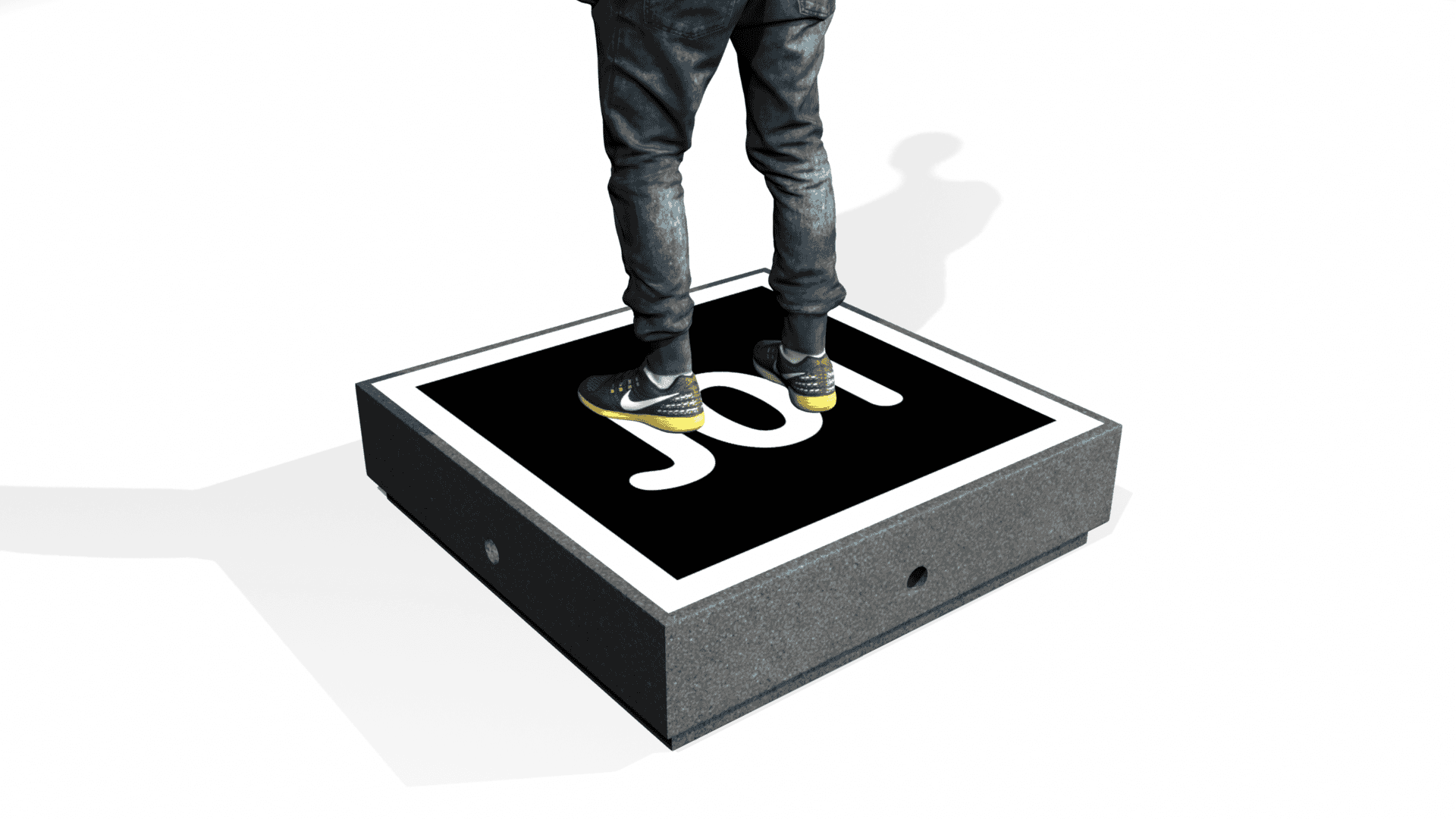 Render of human using modular LED floor