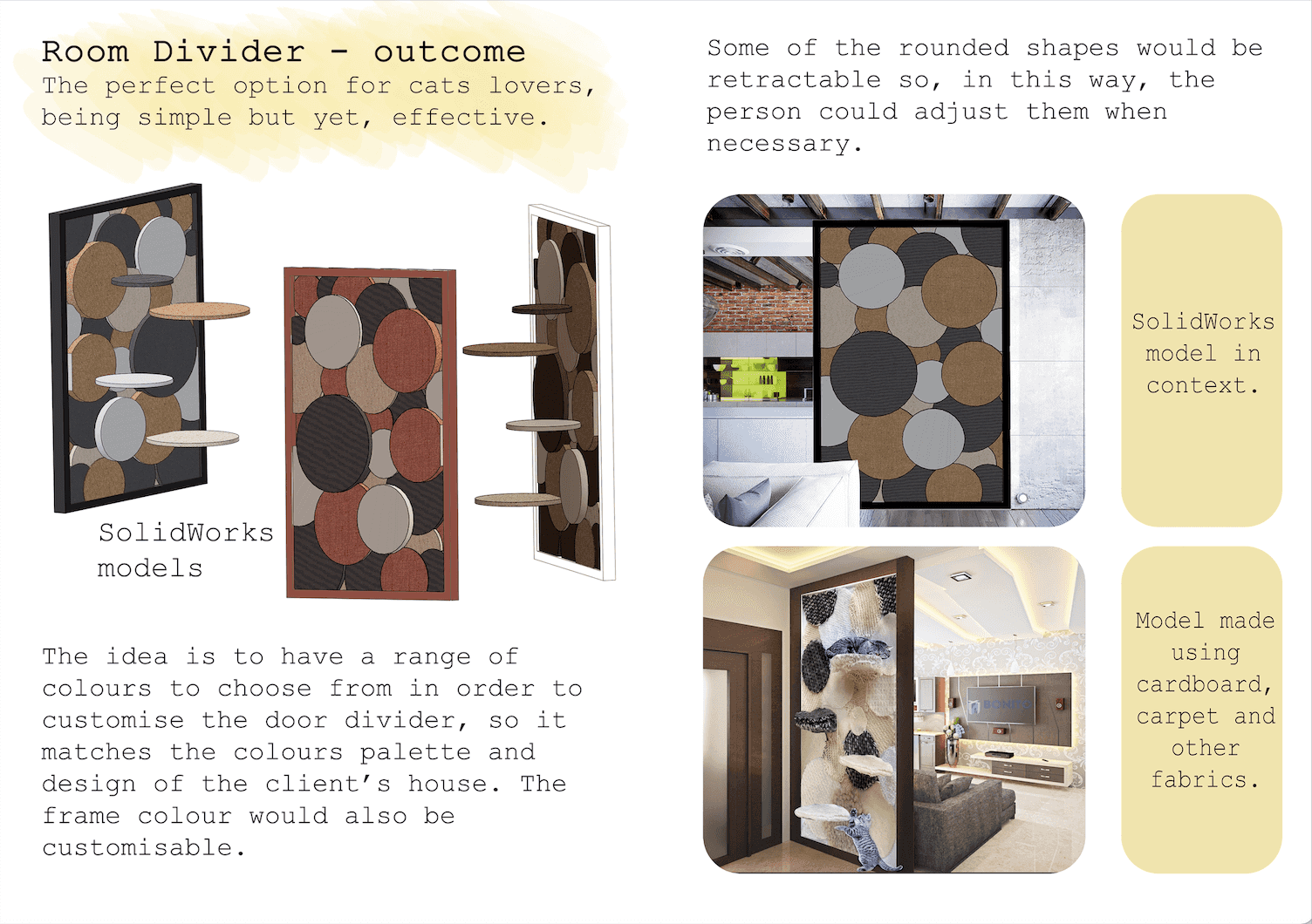 This is the second outcome I've designed the first 3DCP project. It's a room divider and also a giant scratching post for cats. 