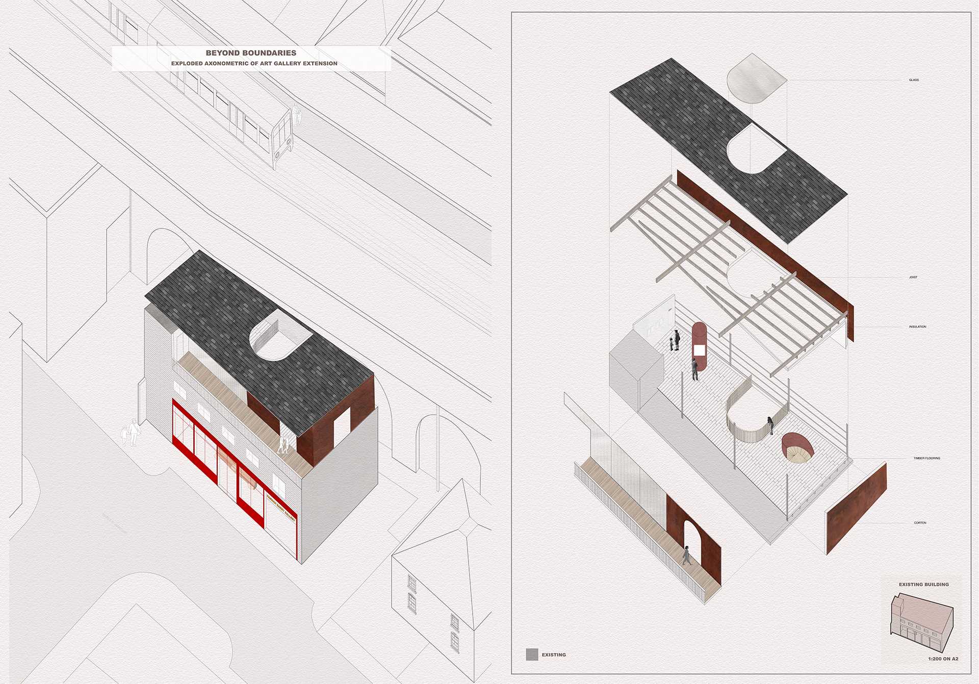Axonometric of Art Gallery Extension
