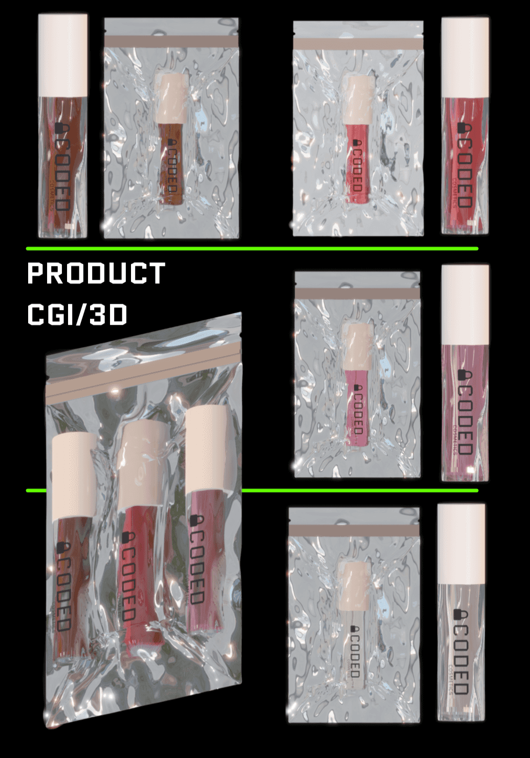 Coded Cosmetics product CGI and 3D assets