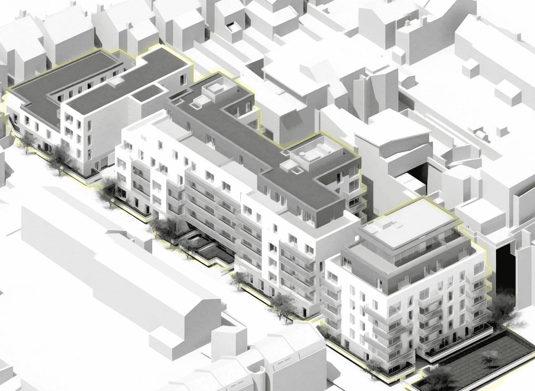 Final Major Project - To redevelop and regenerate a chosen housing site, in this project I aimed to:
- OPTIMISING SITE TO GIVE PURPOSE TO AMENITY SPACES
- A BUILDING THAT IMPROVES THE CONTEXT AND ITS HERITAGE VISUALLY AND FUNCTIONALLY
- A UNIFYING DESIGN APPROACH
- TO TIE THE BLOCKS TOGETHER
- A GREEN LANDSCAPE BUFFER TO SOFTEN EACH BLOCKS EDGES
- A CONNECTED APPROACH TO THE NEIGHBOURHOOD
- MAXIMISING NATURAL LIGHT INTO HOMES
- OFFERING AFFORDABLE AND AESTHETIC EXPERIENCE
- PROVIDE A SENSUOUS AND PLAYFUL ENVIRONMENT, FULL OF CONTINUOUS CHANGING
- LIGHT, SHADOWS AND TEXTURES